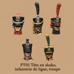 Têtes en shako, infanterie de ligne, troupe