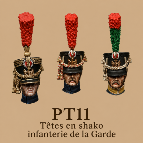 Têtes en shako, infanterie de la garde